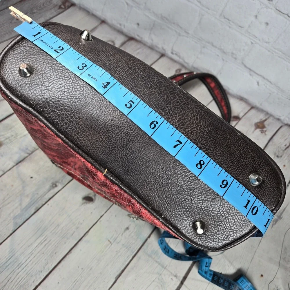 American Bling Western Cross Shoulder Bag Red Croc Embossed Rhinestone Studded - Picture 15 of 16